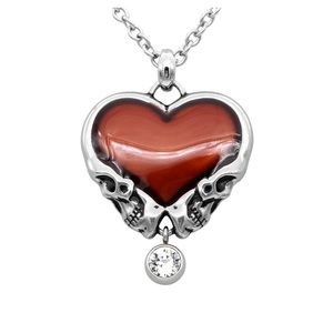 Heart and Skull Bound to Death Necklace Stainless Steel NWT
